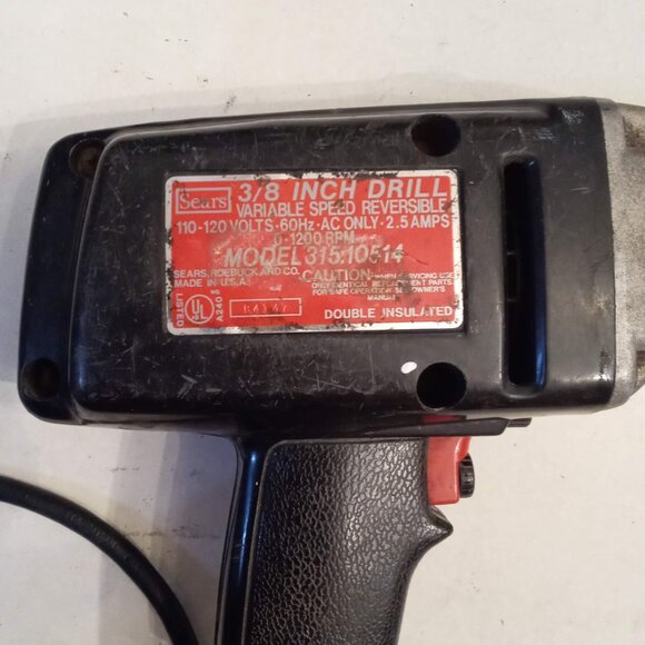 Sears Craftsman 3/8" Electric Drill Model No 315.10514 Variable Speed Reversible - Picture 3 of 3